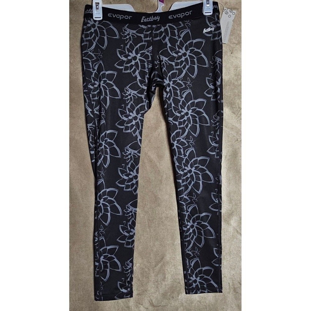 Eastbay Evapor Womens XL Floral Athletic Leggings Black Grey Compression‎